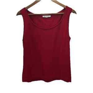 St. John Sweater Tank Red Wool Blend Sleeveless Scoop Neck size M